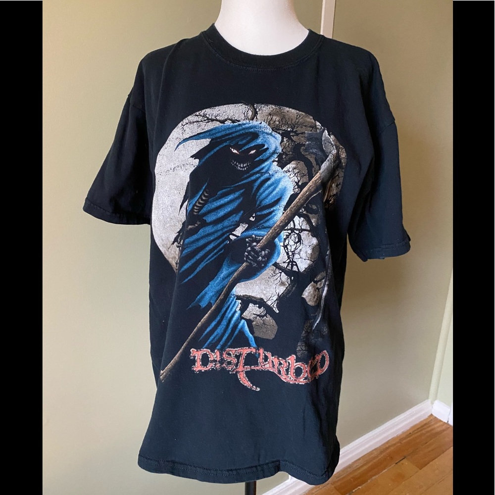 Disturbed Black / Dark Navy Graphic Tee with Reaper